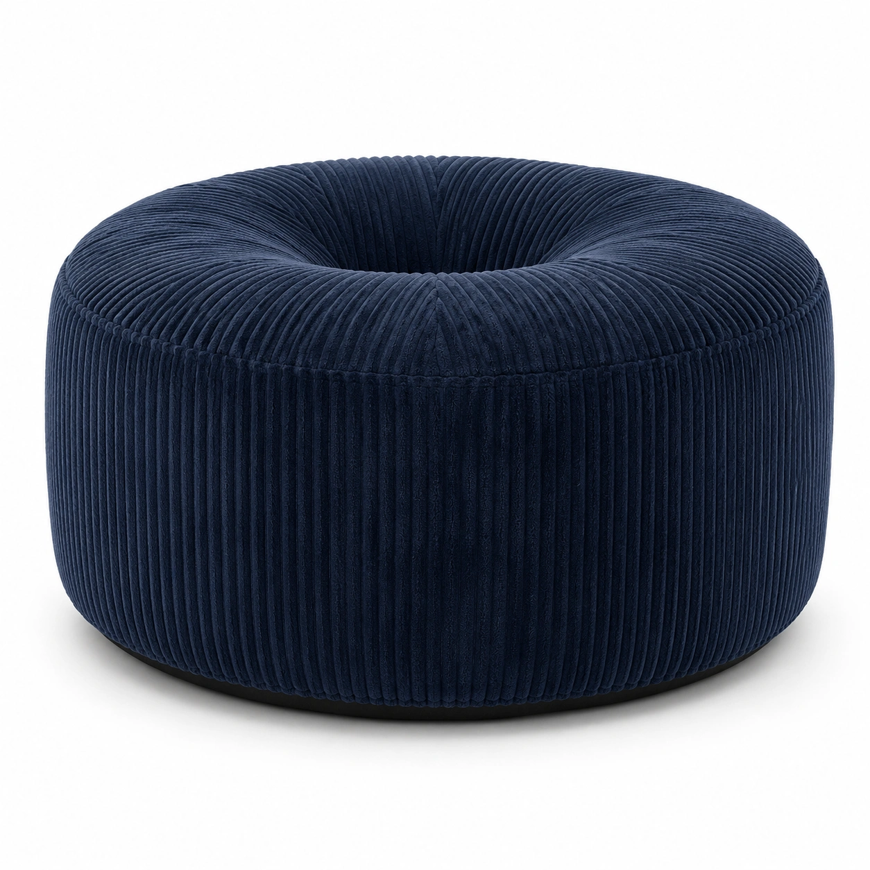 Sillon redondo tipo puf de pana azul oscuro