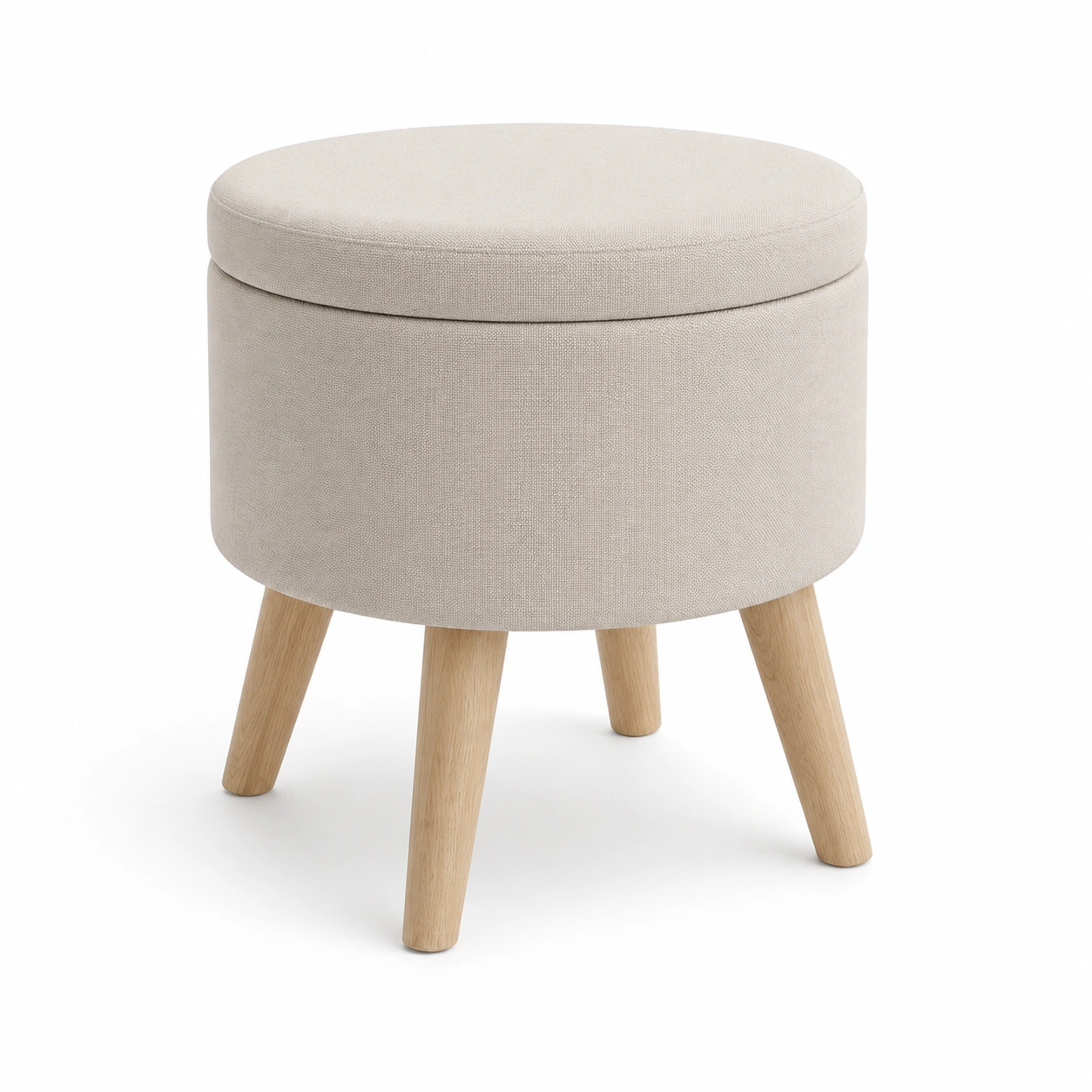 Puf redondo con almacenaje beige