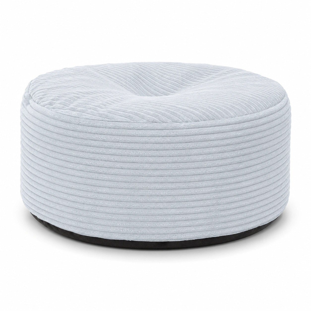 Sillon redondo tipo puf de terciopelo azul claro