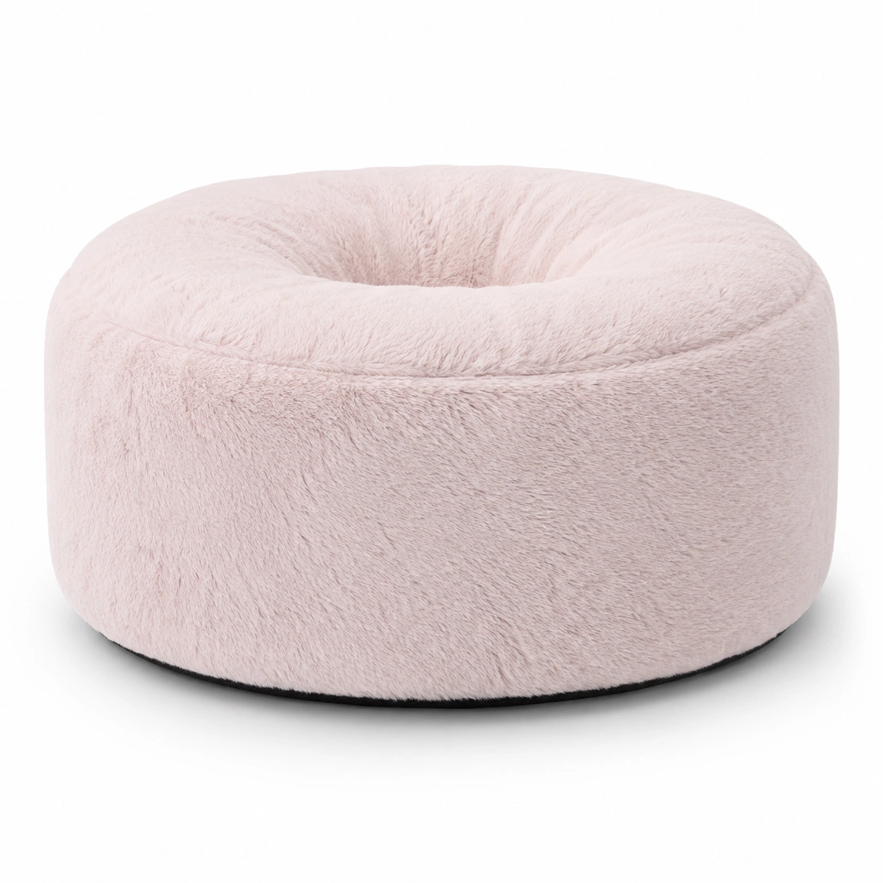 Sillon redondo tipo puf de felpa rosa