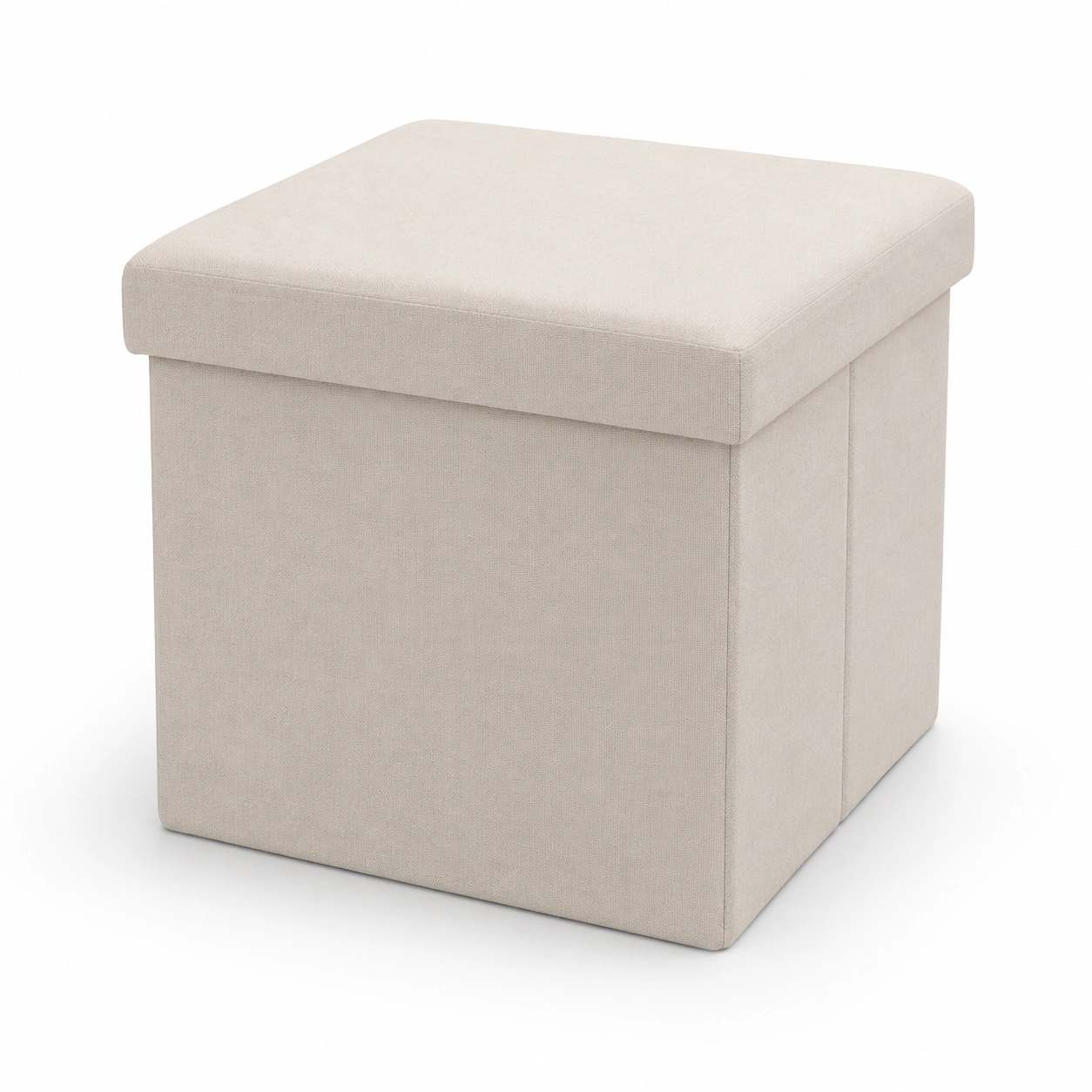 Puf cuadrado con almacenaje beige
