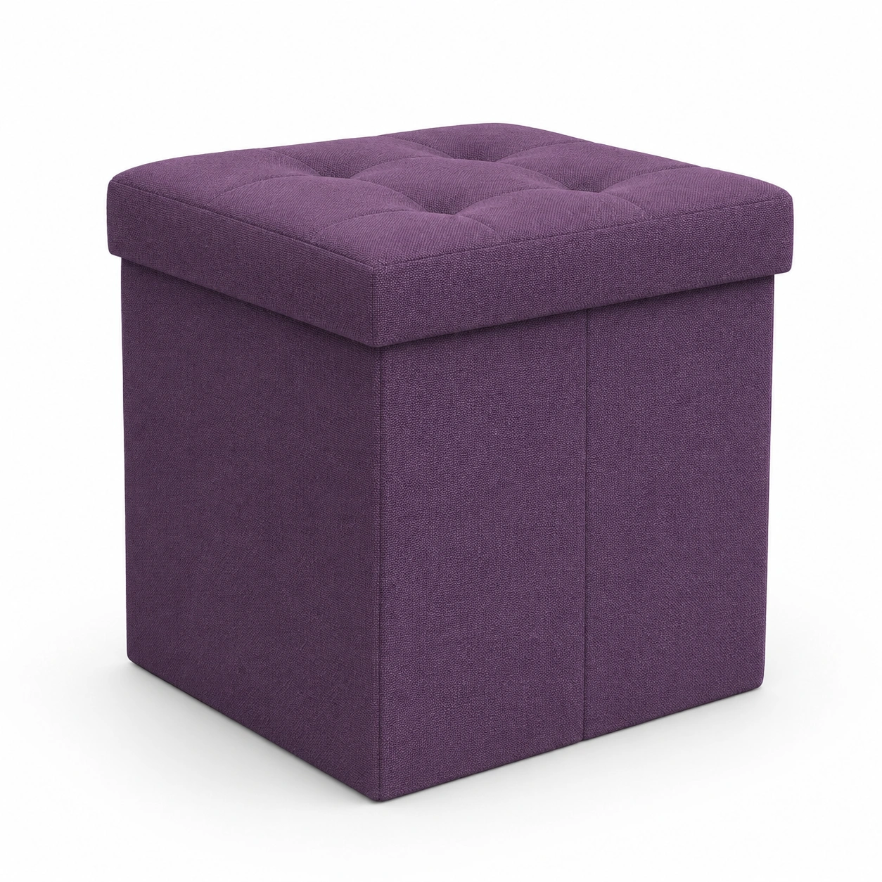 Puf cuadrado de almacenamiento morado