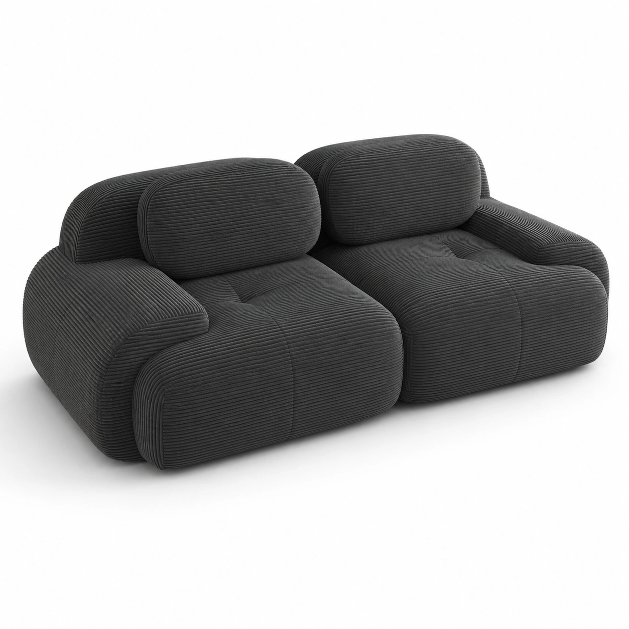 Sofa de dos plazas de pana color negro