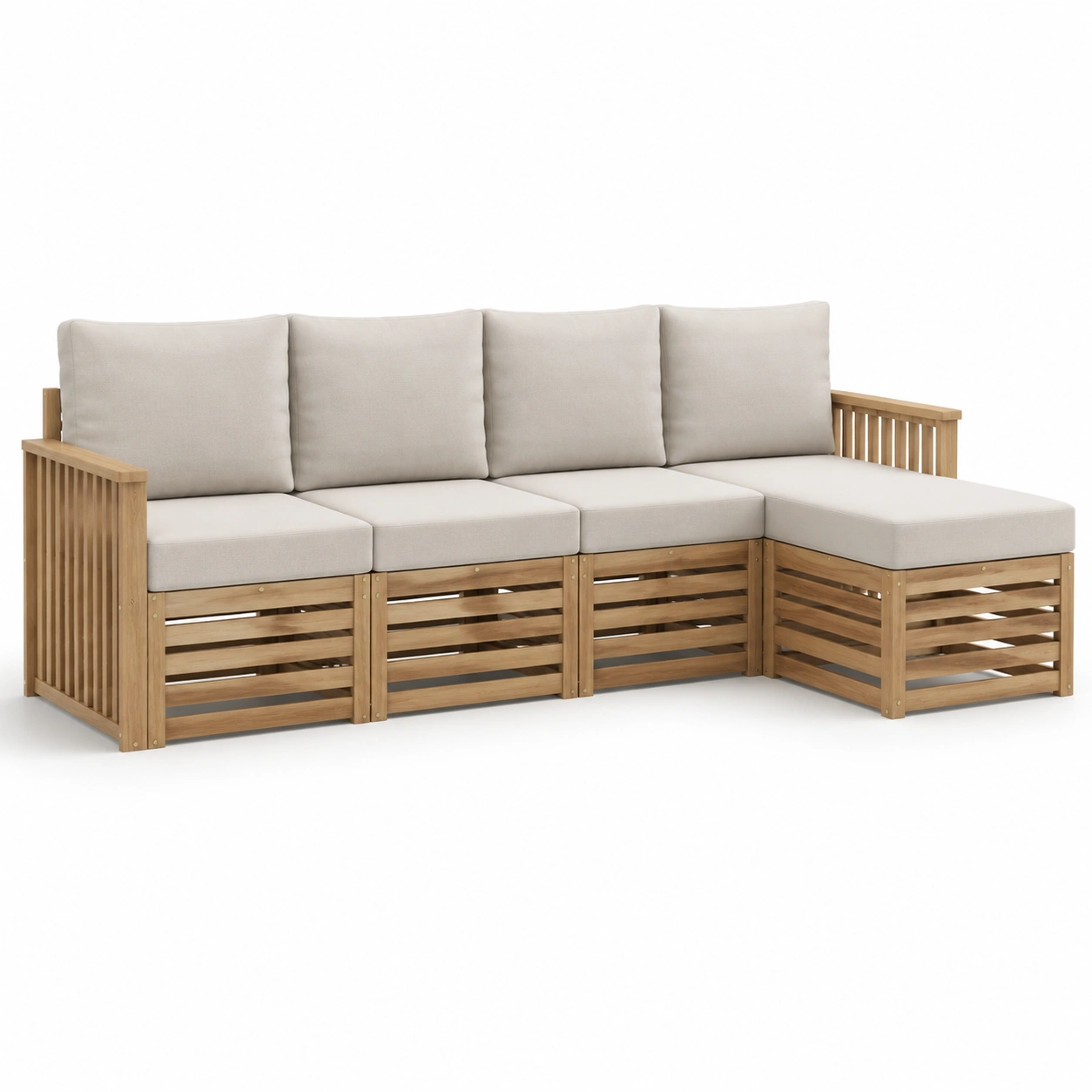 Sofa exterior esquinero de madera color beige