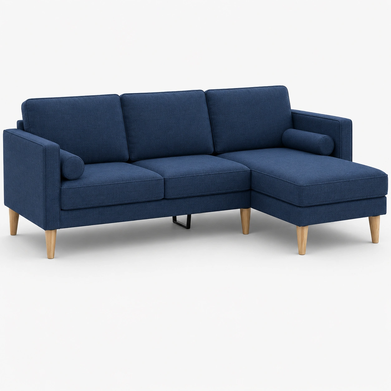 Sofa tapizado en forma de L color azul