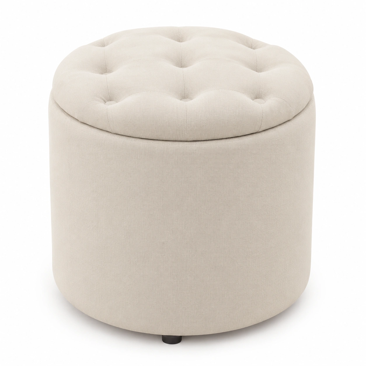 Puf redondo con almacenaje beige