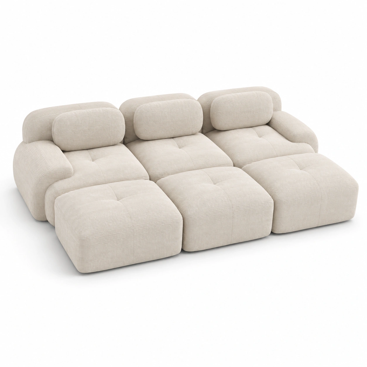 Sofa modular de tres plazas color marfil