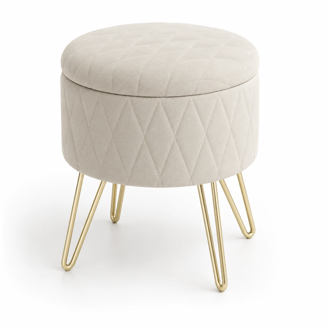 Puff de almacenamiento con patas color beige