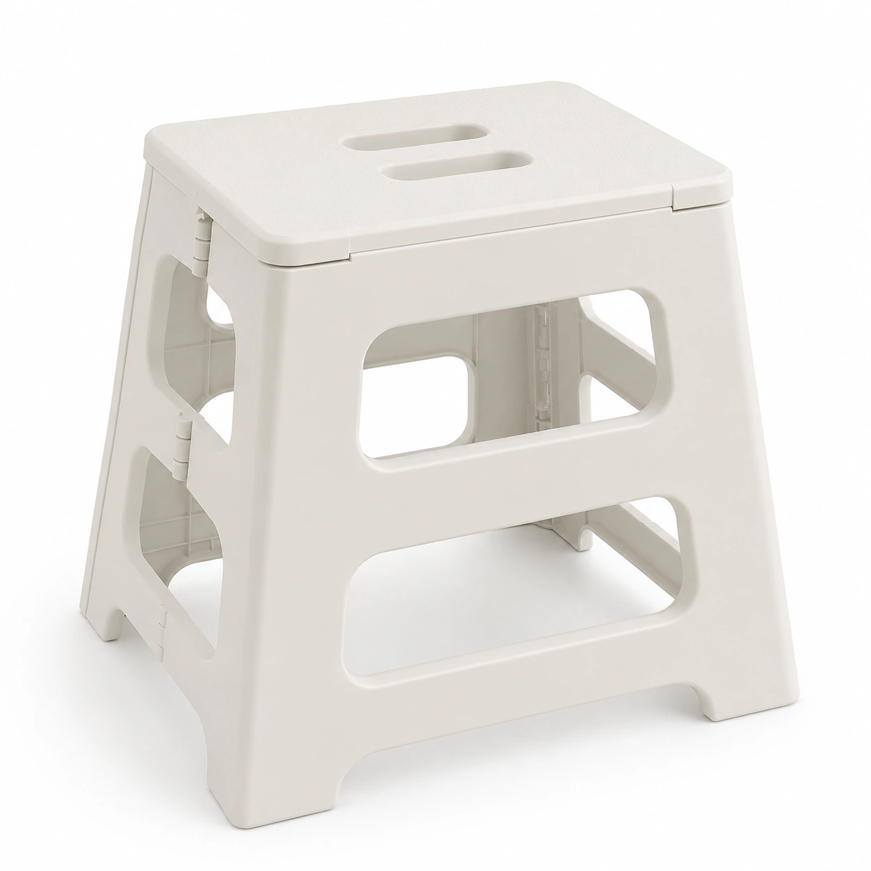 Taburete plegable de plastico color blanco