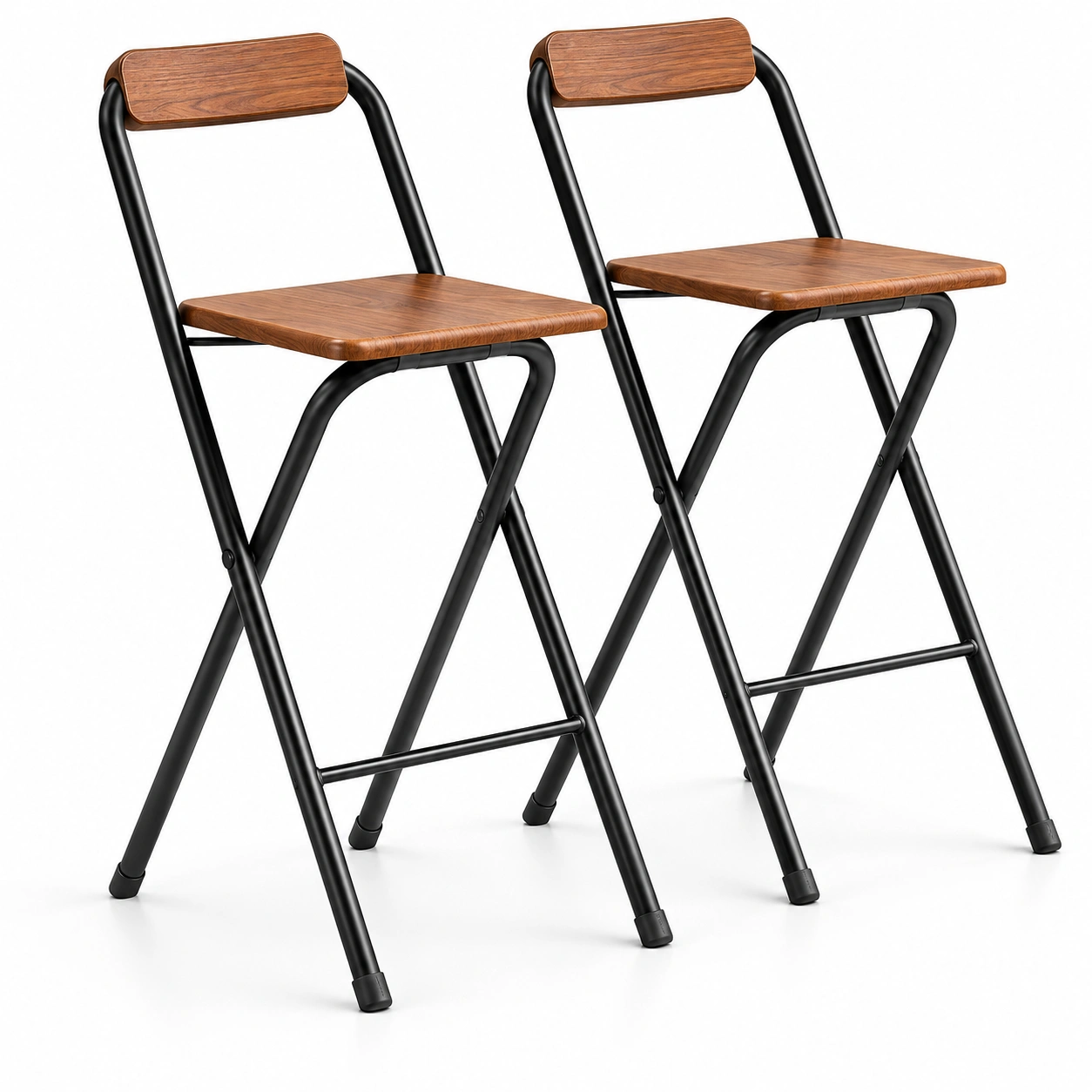 Juego de dos sillas plegables color madera marron