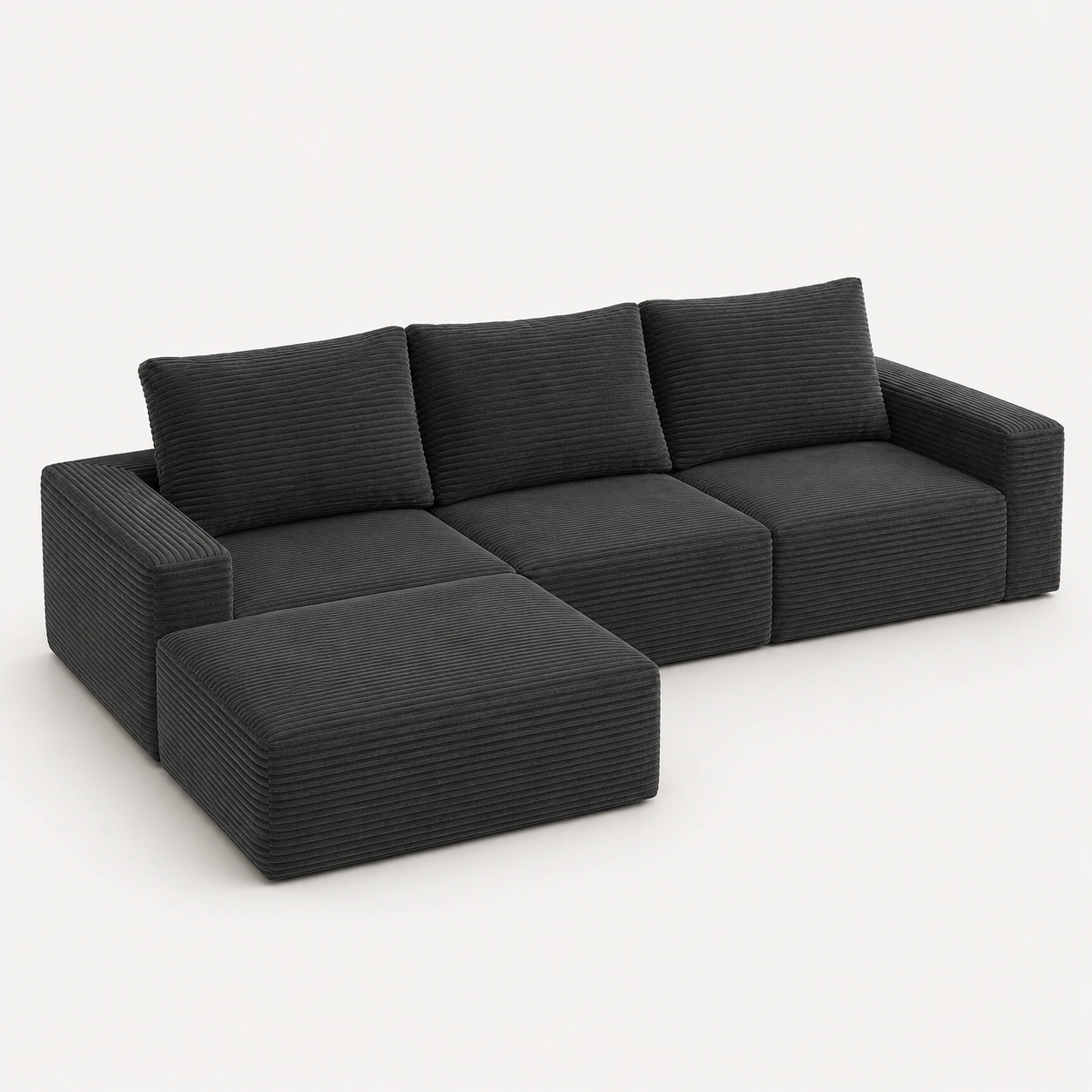 Sofa esquinero de pana color negro
