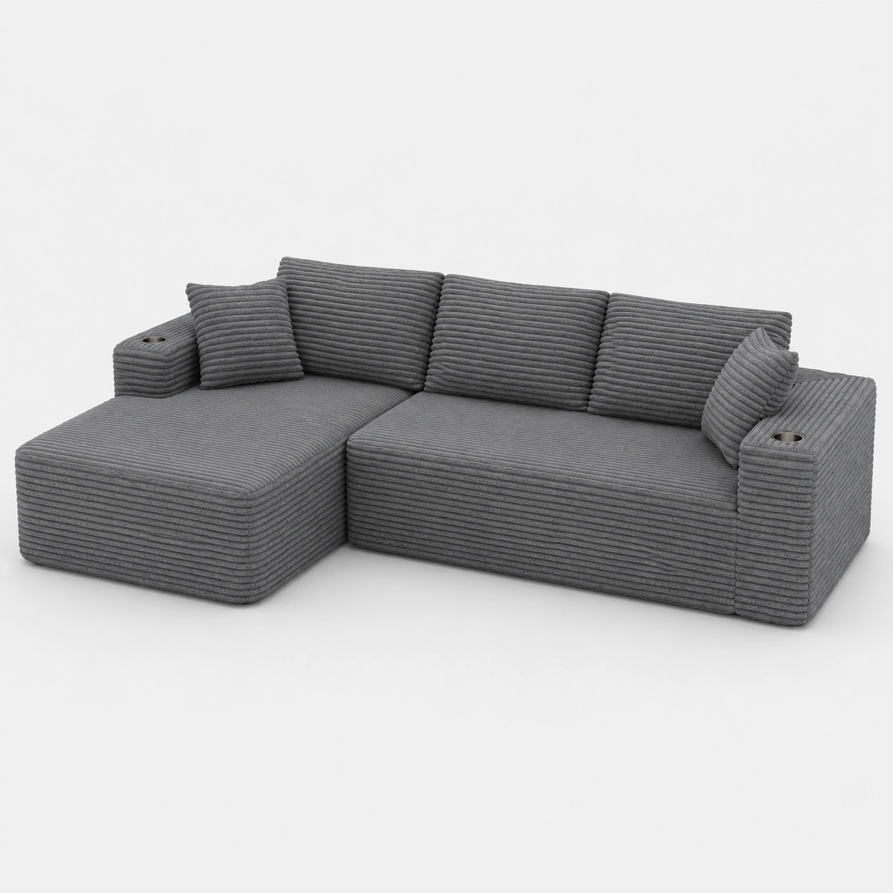 Sofa esquinero de pana color gris