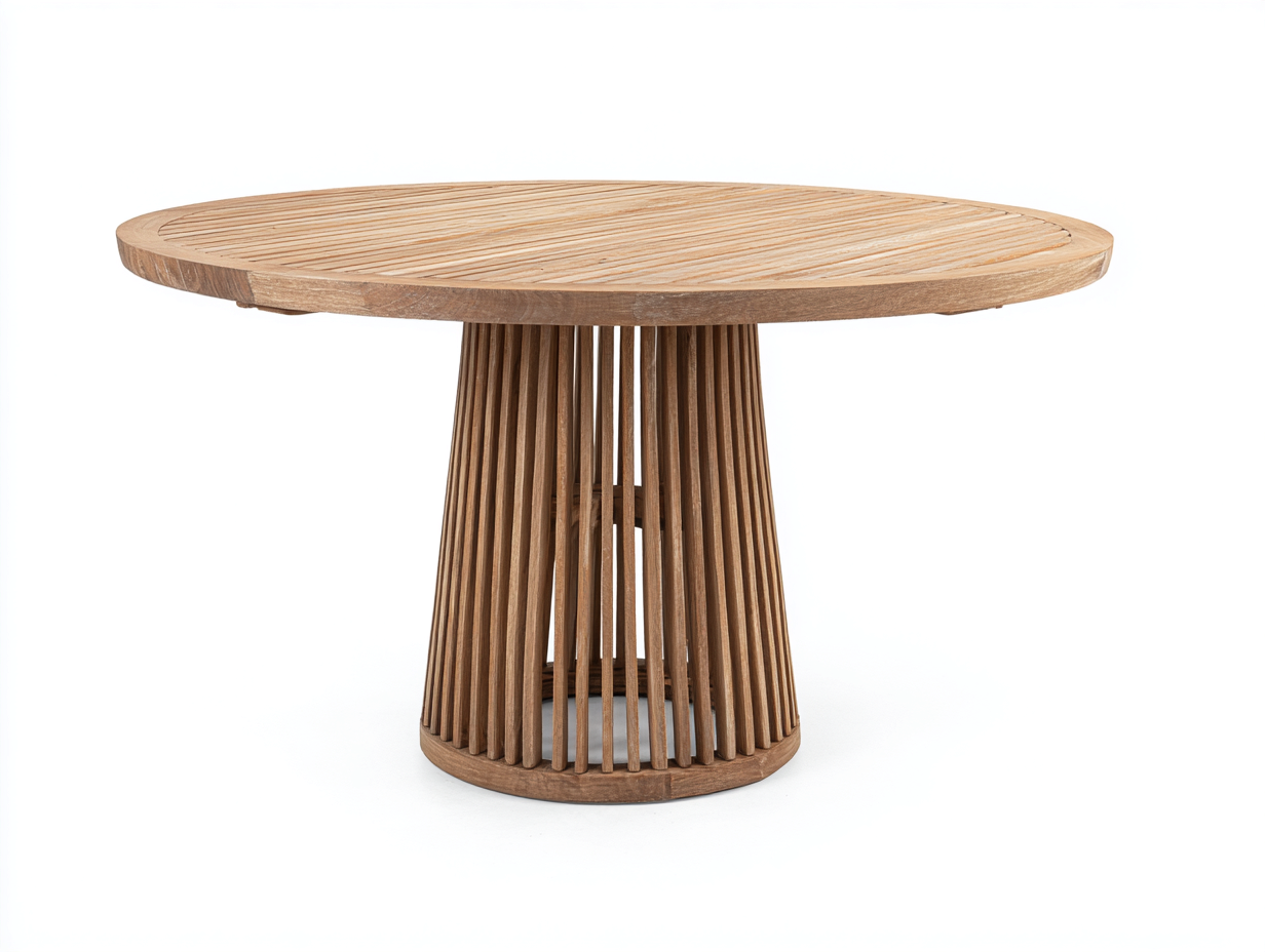 Tavolo da giardino - legno massello - 123x123x75 cm - naturale - design a listelli svasati-Fazorastudio