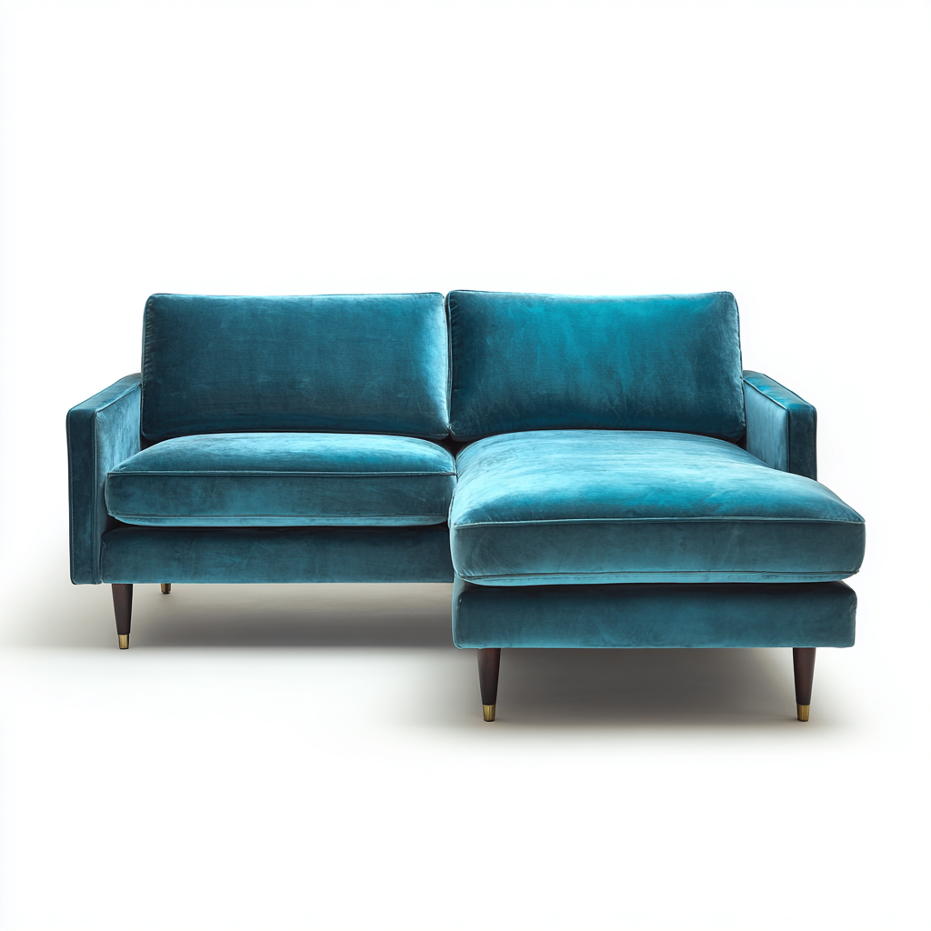 Divano angolare in velluto 220x155x82 cm - turchese per soggiorno - design moderno elegante-Fazorastudio