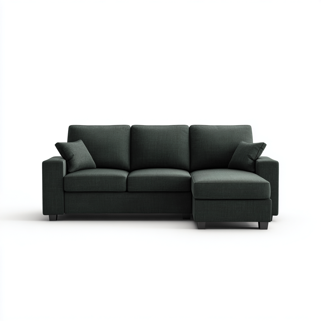 Divano angolare in tessuto 220x145x82 cm per soggiorno - verde scuro - stile moderno con chaise longue-Fazorastudio