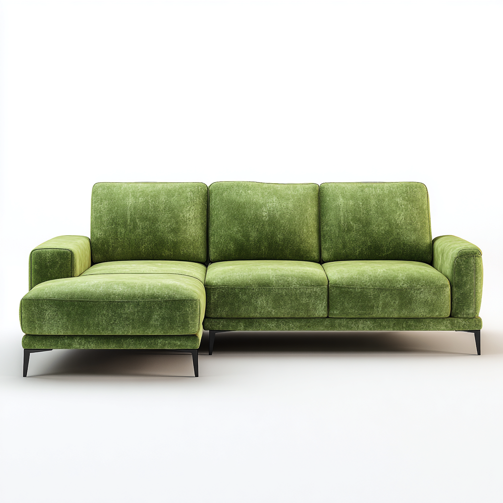Divano angolare in velluto 235x160x82 cm - verde per soggiorno - design moderno compatto-Fazorastudio