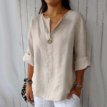 mrostoTM-Women's Linen-Cotton V-Neck Comfortable Top