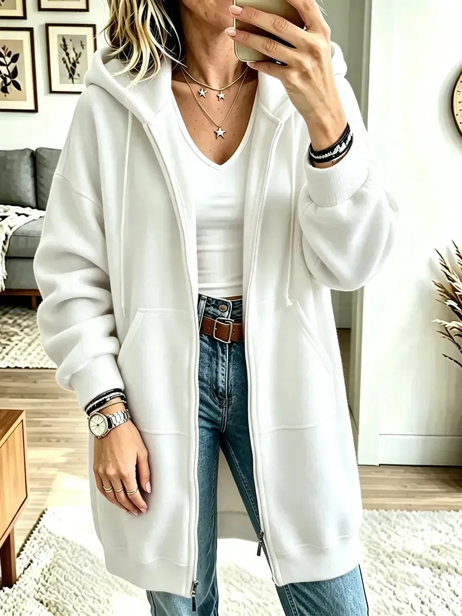 Damen Langarm-Sweatshirt mit Kapuze, lässig und locker geschnitten
