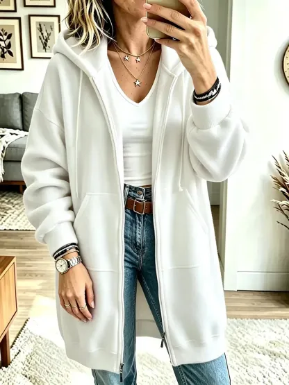 Damen Langarm-Sweatshirt mit Kapuze, lässig und locker geschnitten