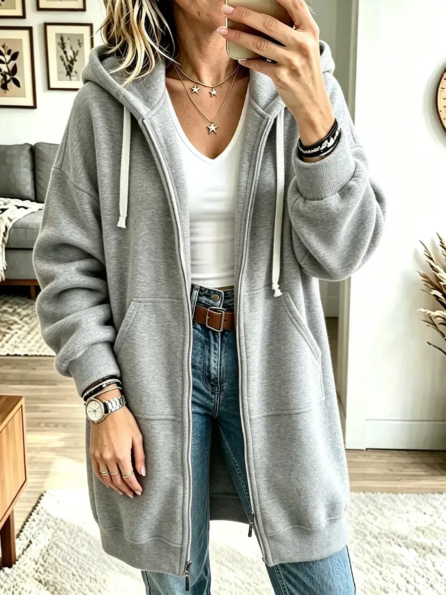 Damen Langarm-Sweatshirt mit Kapuze, lässig und locker geschnitten
