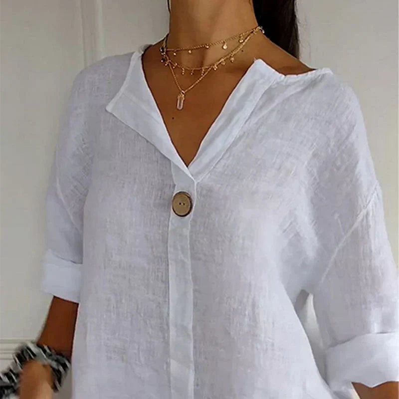 mrostoTM-Women's Linen-Cotton V-Neck Comfortable Top