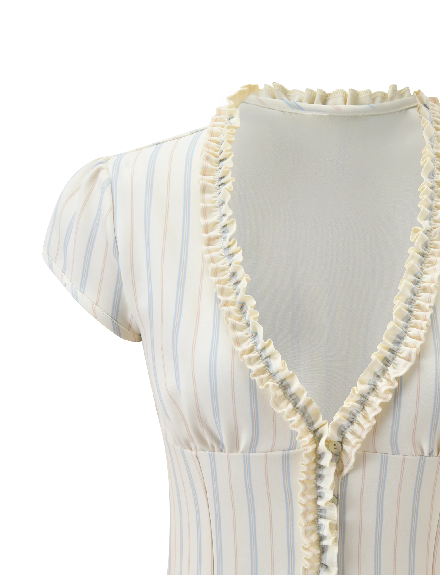 VALERIE RUFFLE TOP - BLUE STRIPE