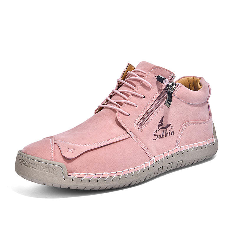 Orthopädische Damen-Freizeitstiefel aus Leder – Weite Zehenpartie, Fußgewölbeunterstützung, wasserdicht, druckentlastend für Alltag und Reisen