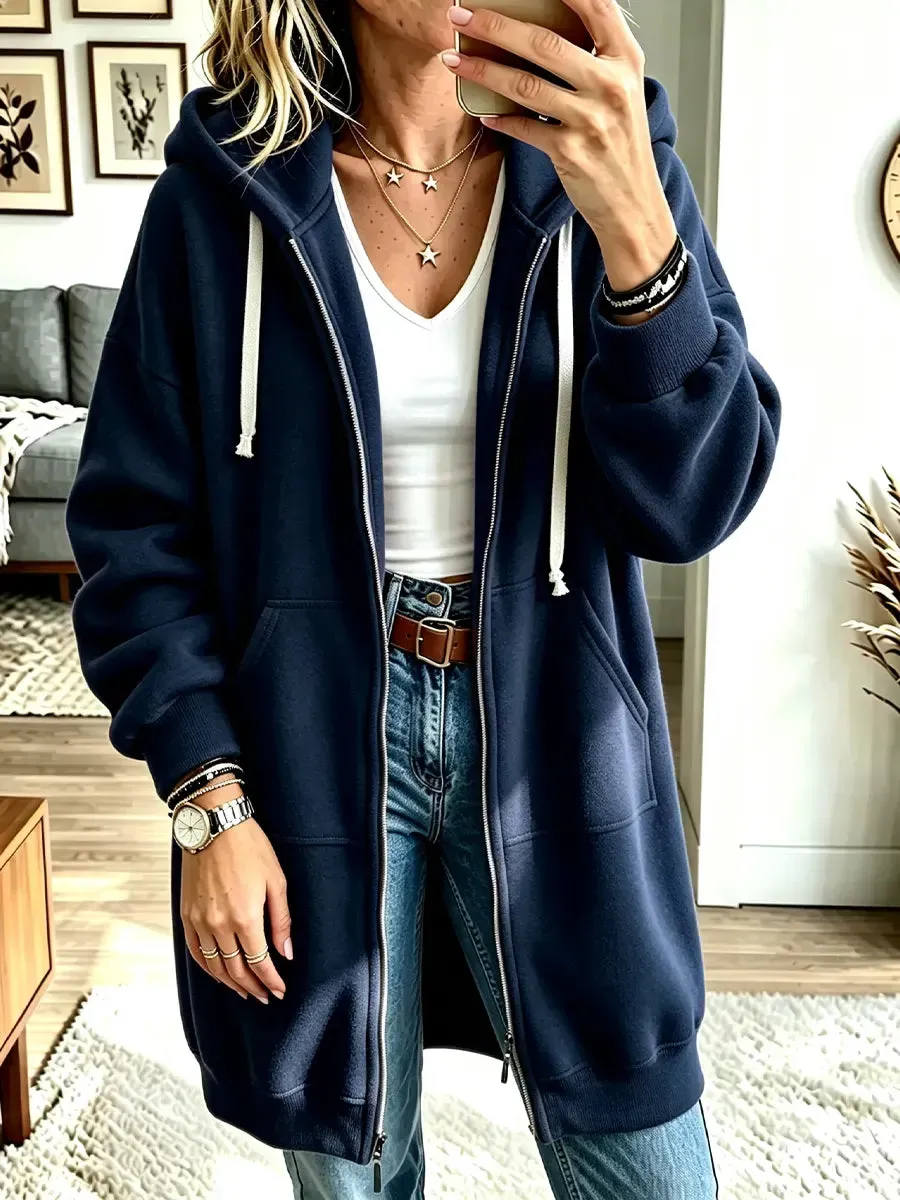 Damen Langarm-Sweatshirt mit Kapuze, lässig und locker geschnitten