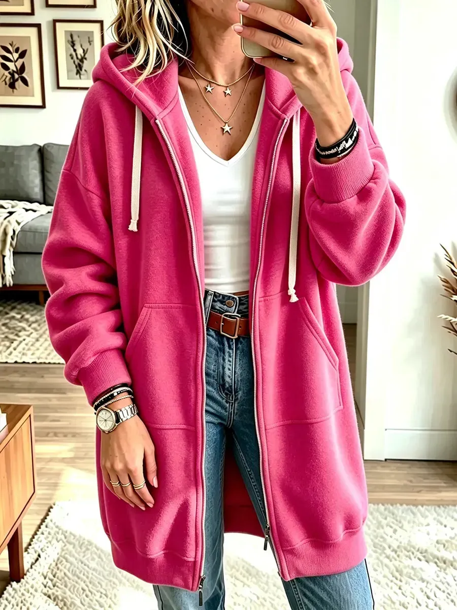 Damen Langarm-Sweatshirt mit Kapuze, lässig und locker geschnitten