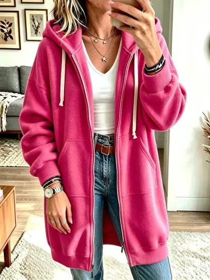 Damen Langarm-Sweatshirt mit Kapuze, lässig und locker geschnitten