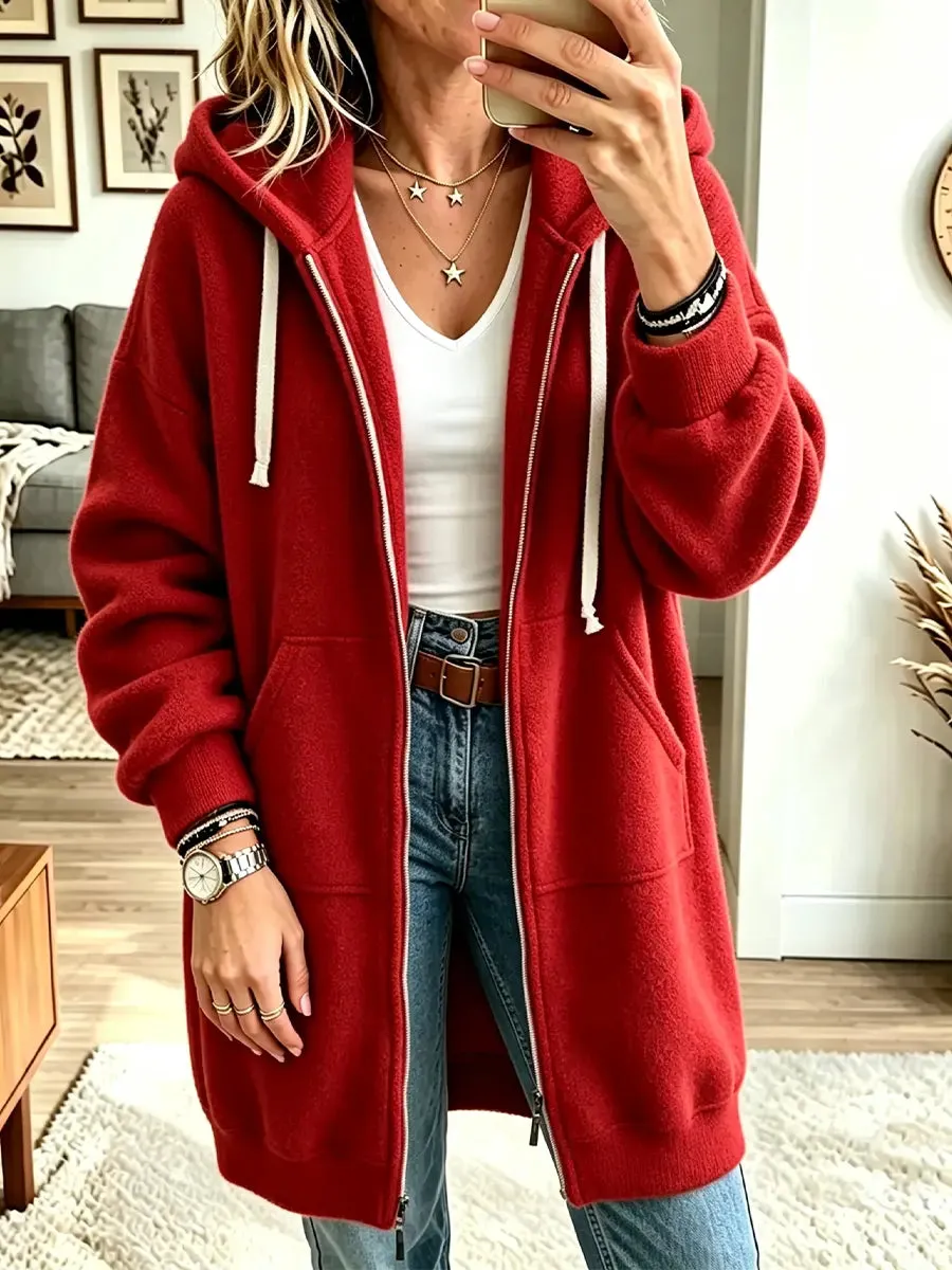 Damen Langarm-Sweatshirt mit Kapuze, lässig und locker geschnitten