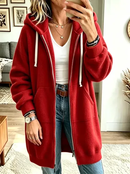 Damen Langarm-Sweatshirt mit Kapuze, lässig und locker geschnitten