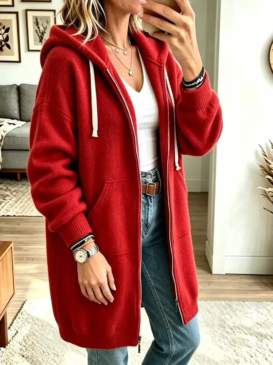 Damen Langarm-Sweatshirt mit Kapuze, lässig und locker geschnitten