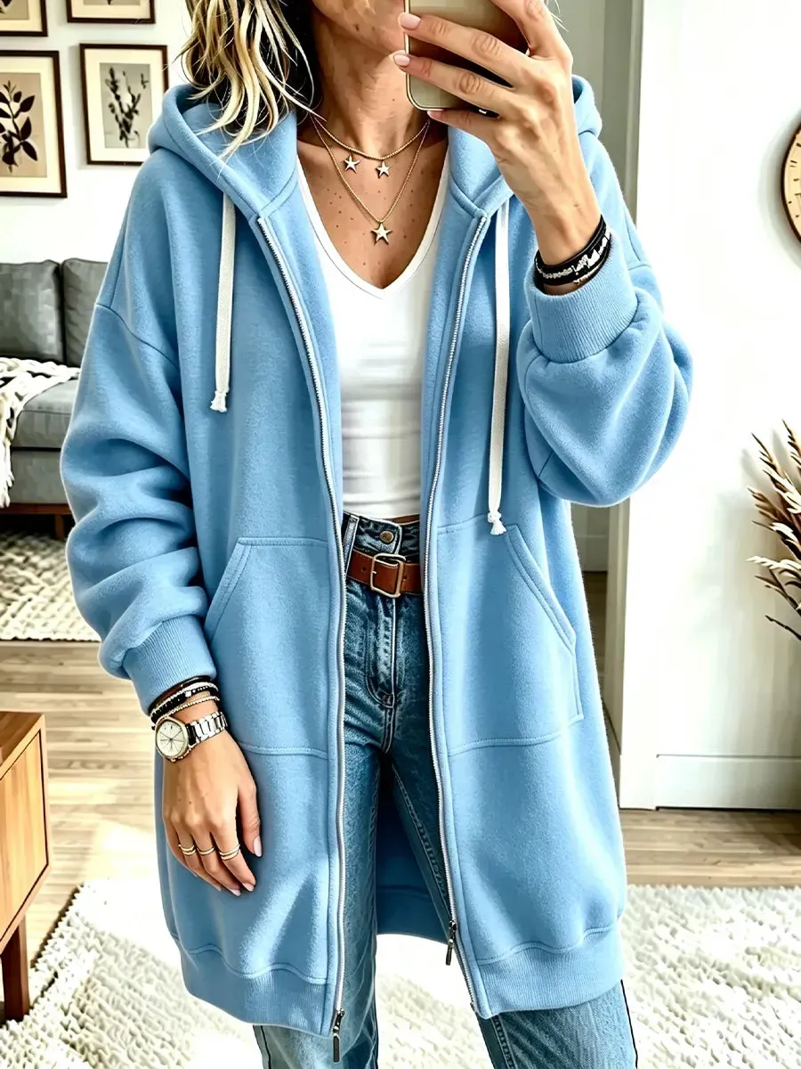 Damen Langarm-Sweatshirt mit Kapuze, lässig und locker geschnitten