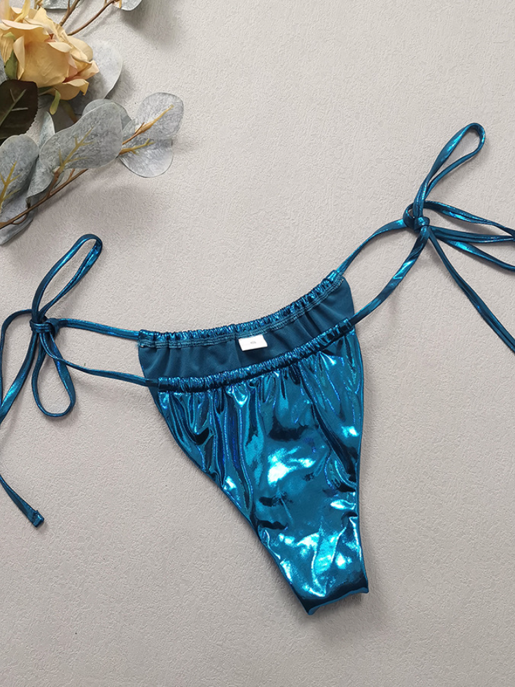 Metallic Bandeau Bikini with Starfish Hardware & Tie-Side Bottoms