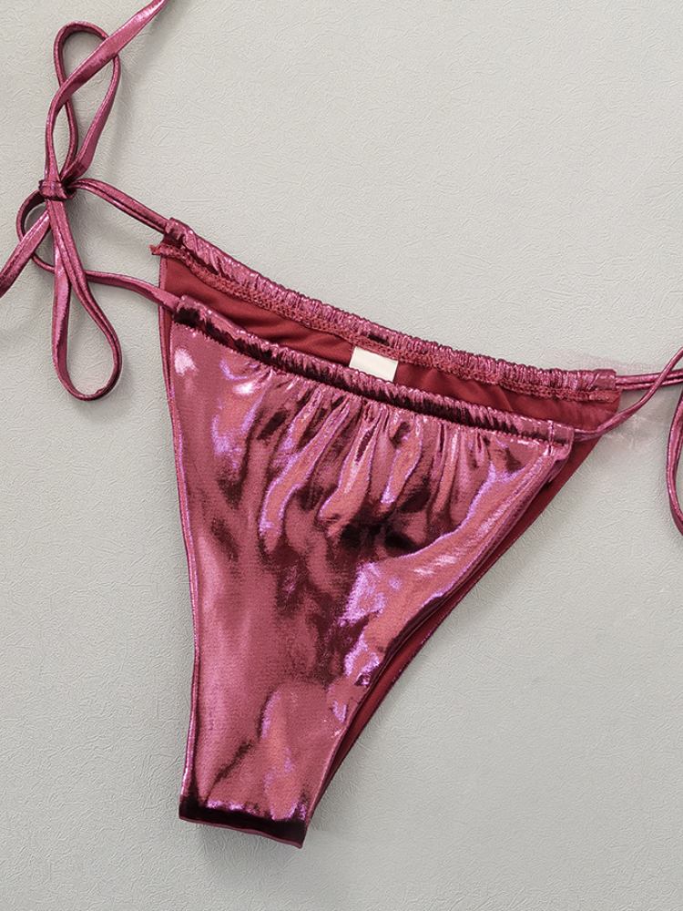 Metallic Bandeau Bikini with Starfish Hardware & Tie-Side Bottoms