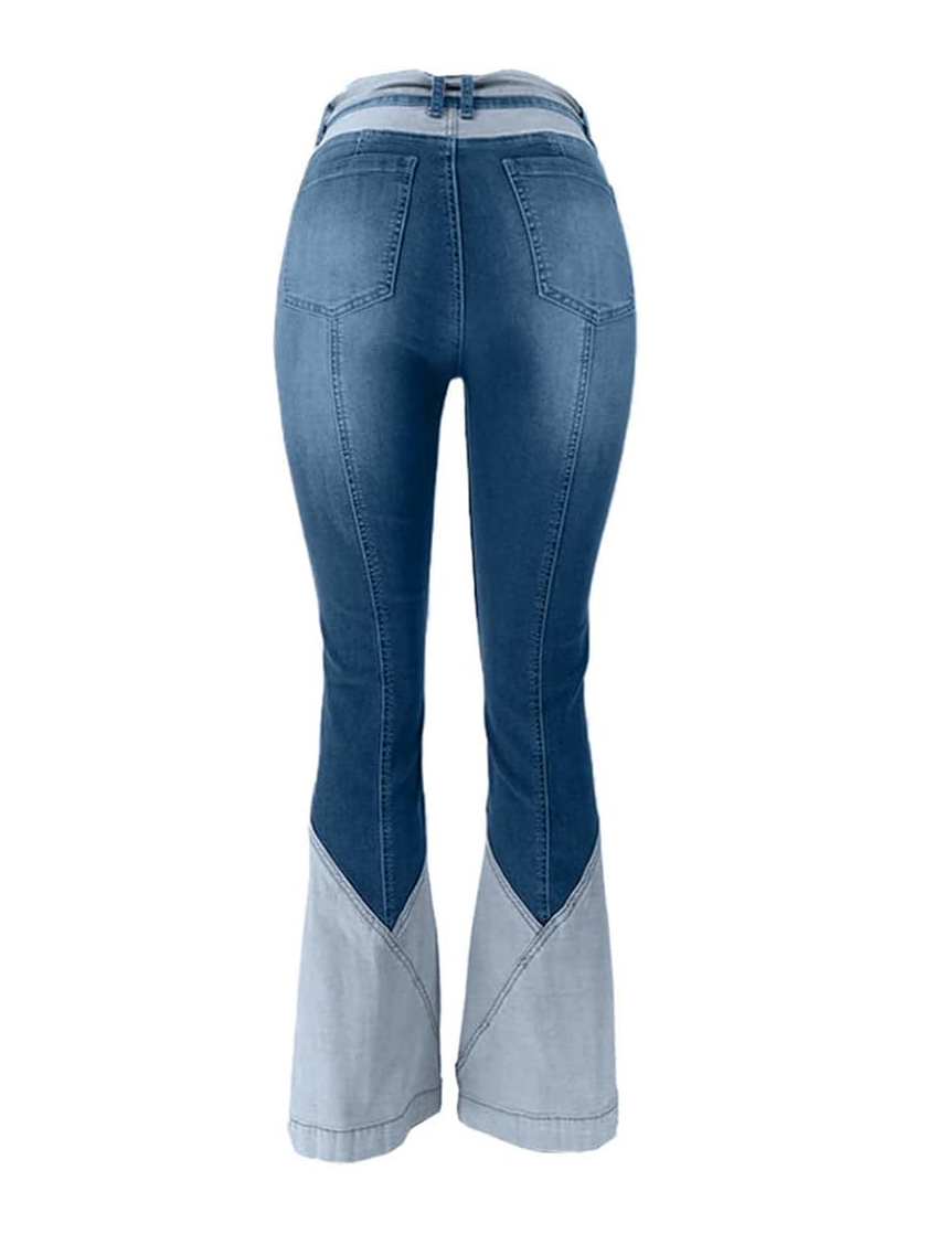 Vintage High Rise Two Tone Panel Flare Jeans