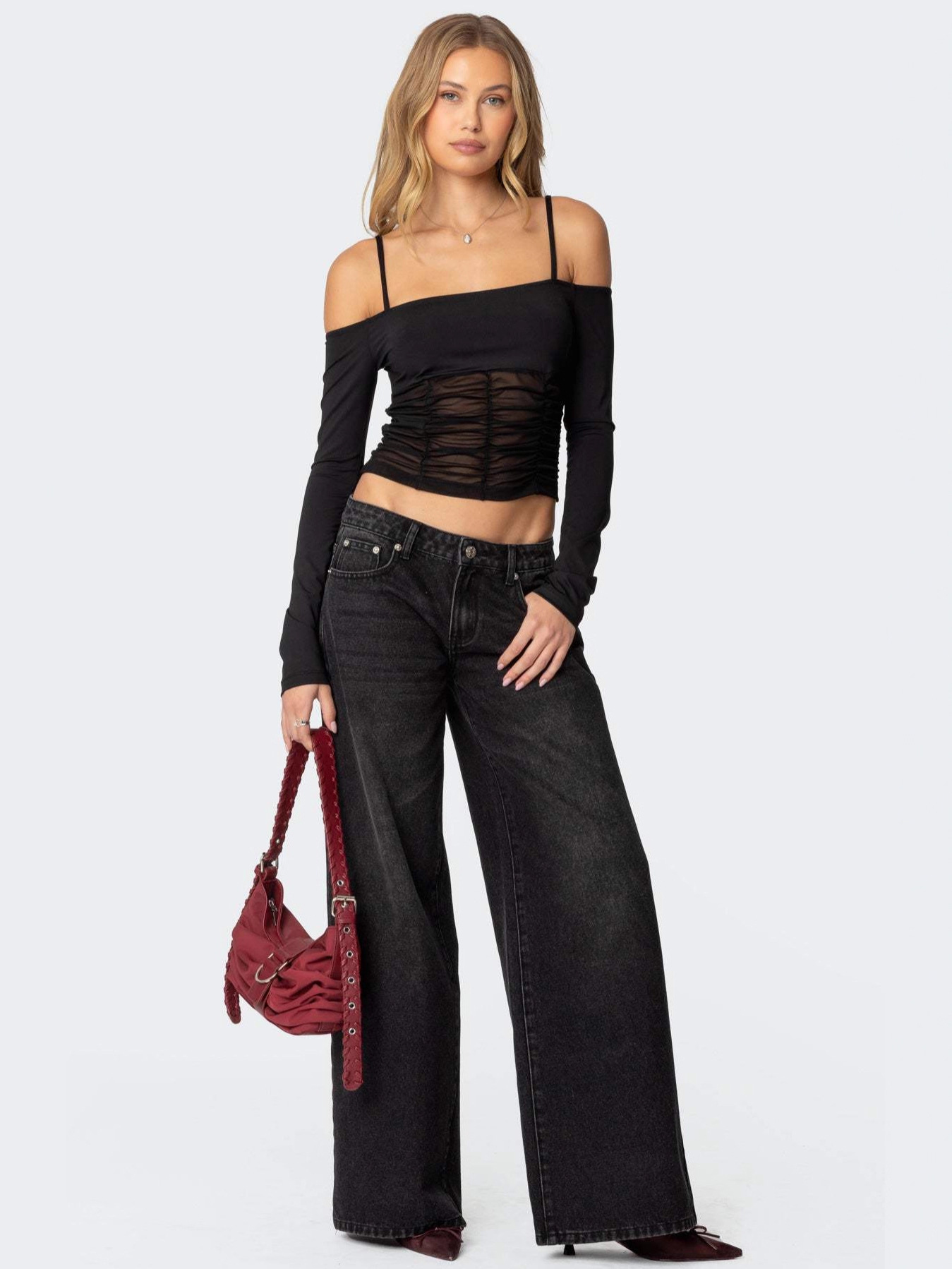 Fashion Loose Wide Leg Bow Print Jeans