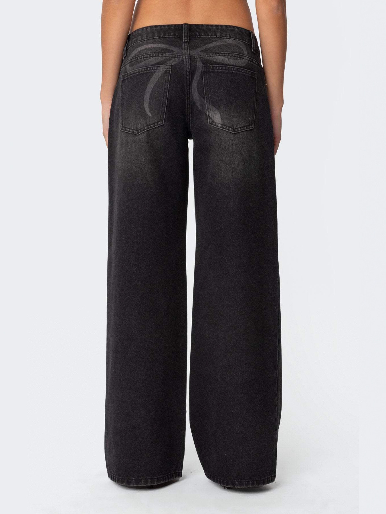 Fashion Loose Wide Leg Bow Print Jeans