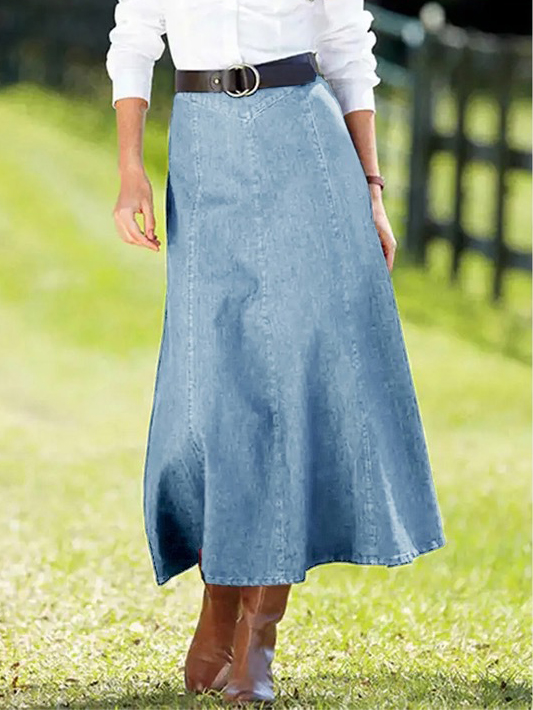 Casual A-line Light Washed Denim Skirt