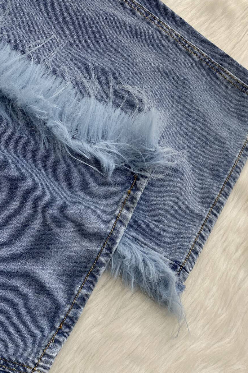 Fashion Panel Raw Hem Embellished Jeans