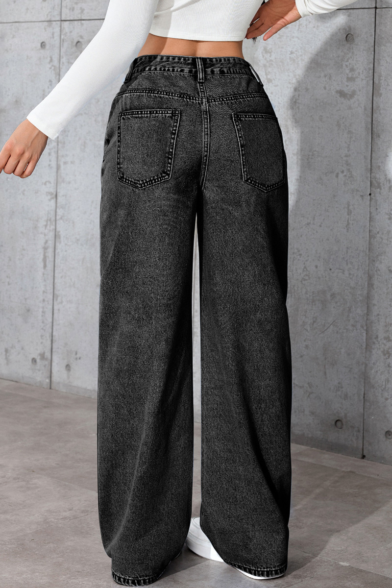 Casual Loose High Waisted Straight Denim Jeans