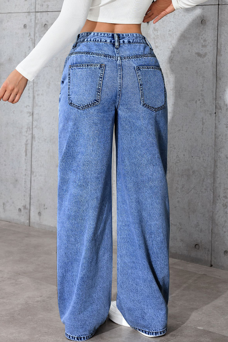 Casual Loose High Waisted Straight Denim Jeans