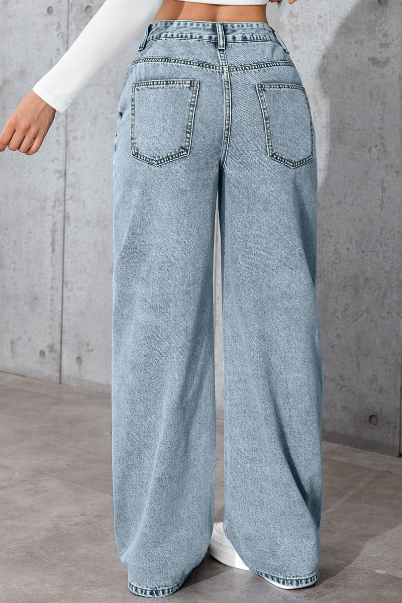 Casual Loose High Waisted Straight Denim Jeans