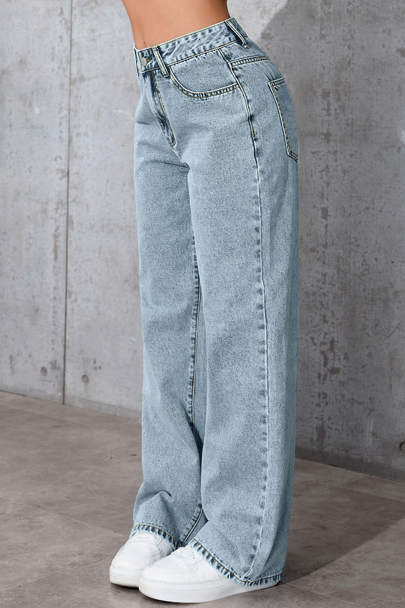 Casual Loose High Waisted Straight Denim Jeans