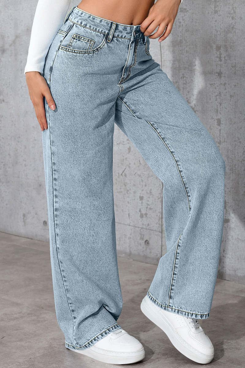 Casual Loose High Waisted Straight Denim Jeans
