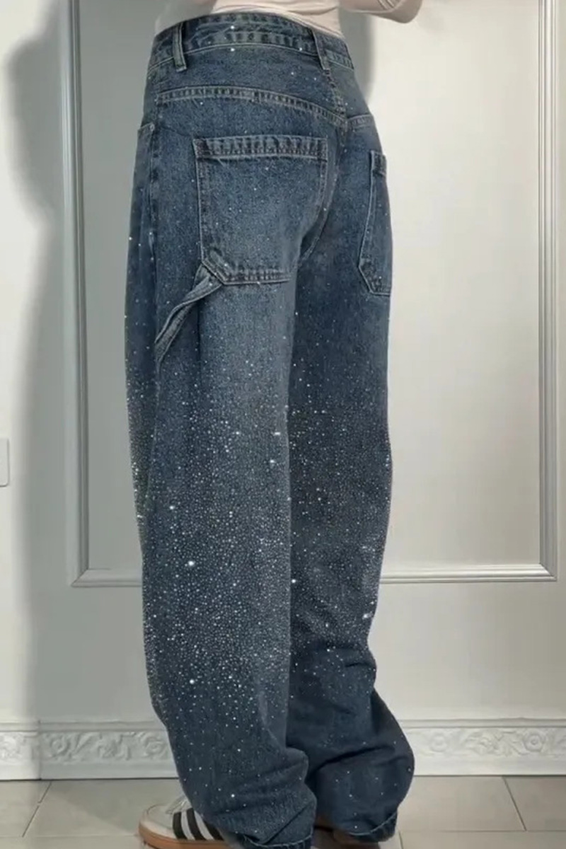 Women Fashionable Star-studded Rhinestone Jeans