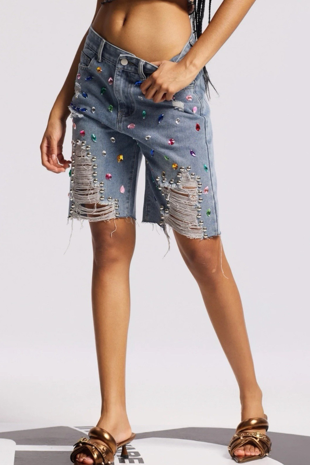 Women Fashion Trend DIY Denim Shorts