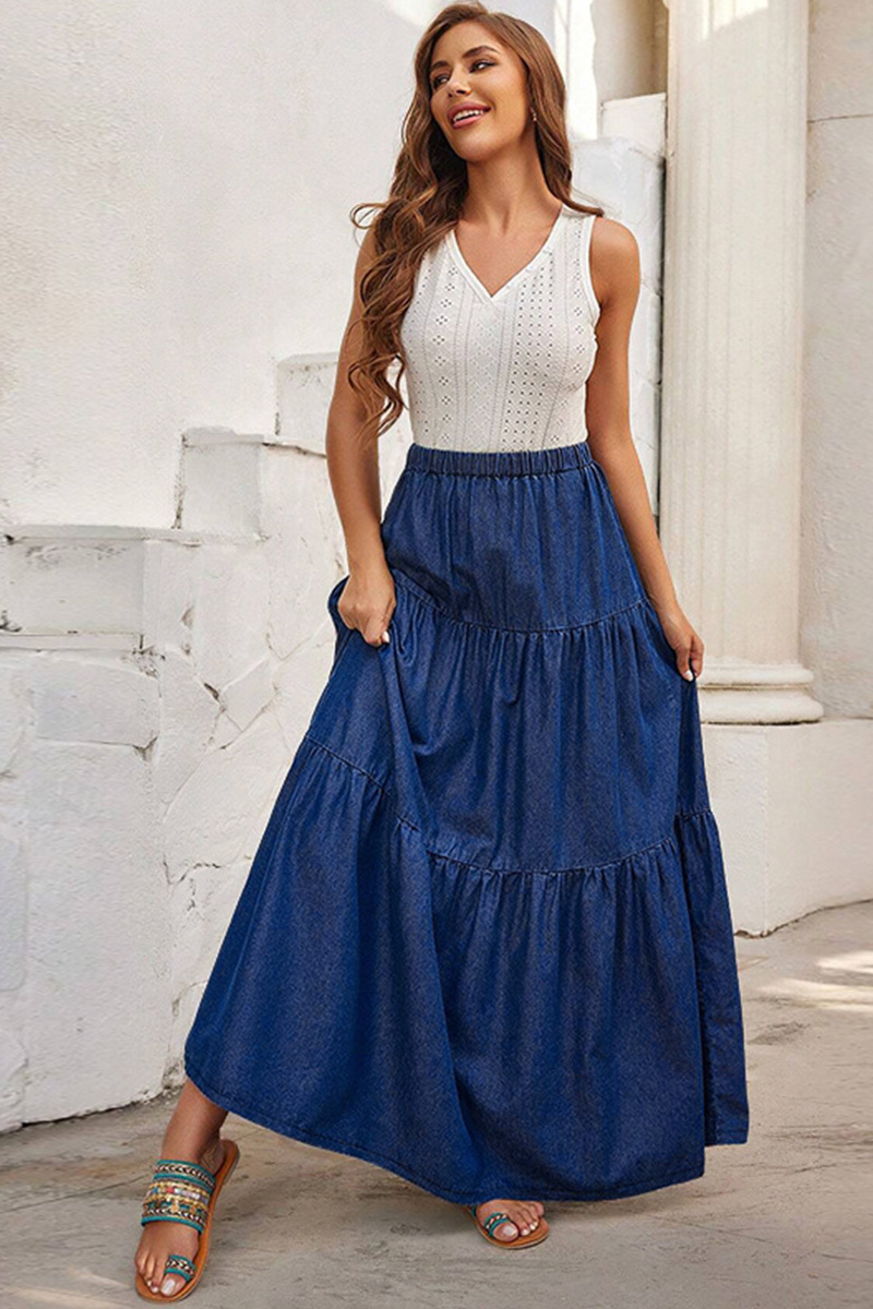 Women New Denim Casual Long Skirt