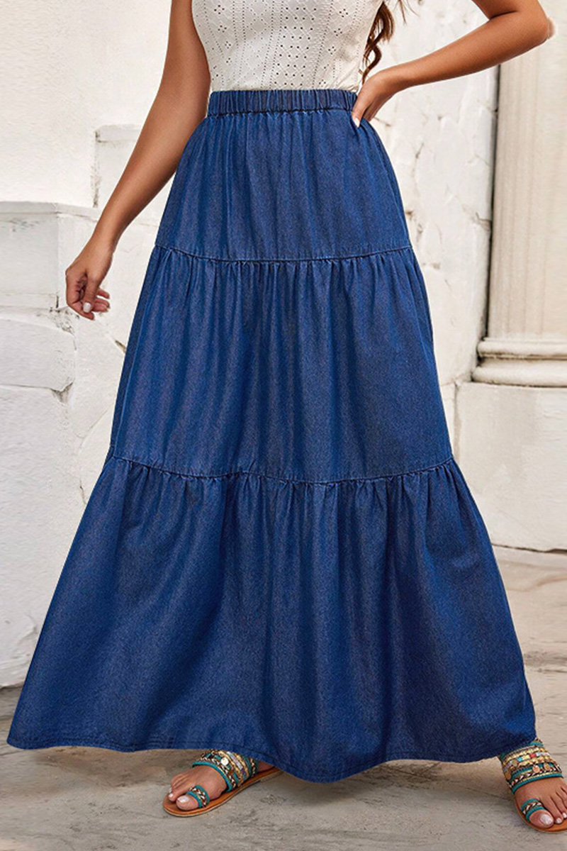 Women New Denim Casual Long Skirt